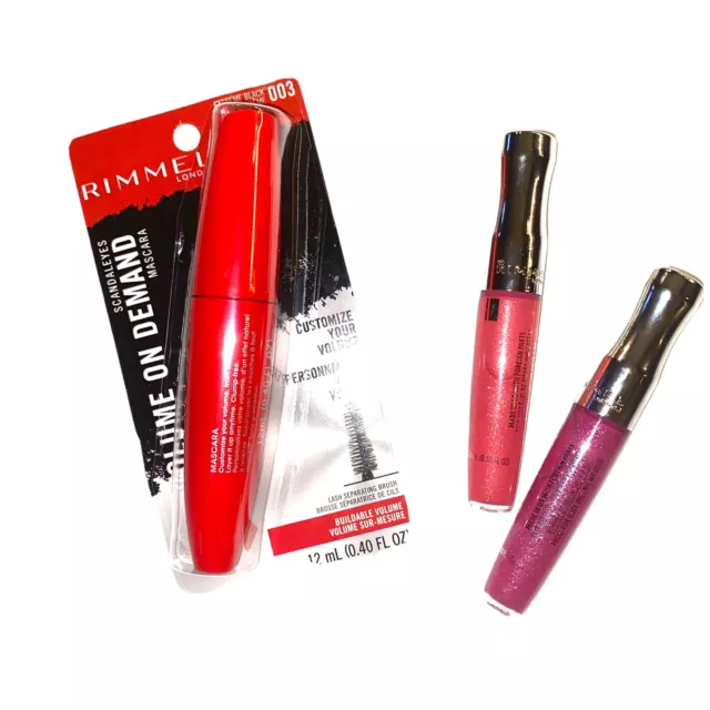 1 Rimmel London Scandal Eyes Volume On Demand Mascara + 2 Lip Glosses.