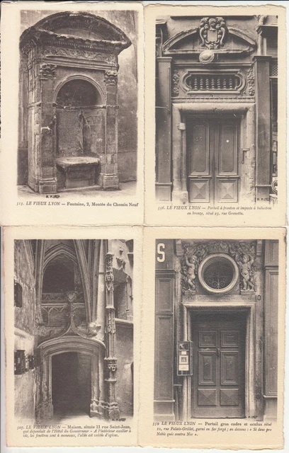 Lot de 4 cartes postales anciennes old postcards LYON VIEUX LYON 6