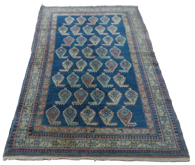 Antique Turkish CARPET RUG HAND MADE Oriental Wool Vintage 4ft 11" x 3ft