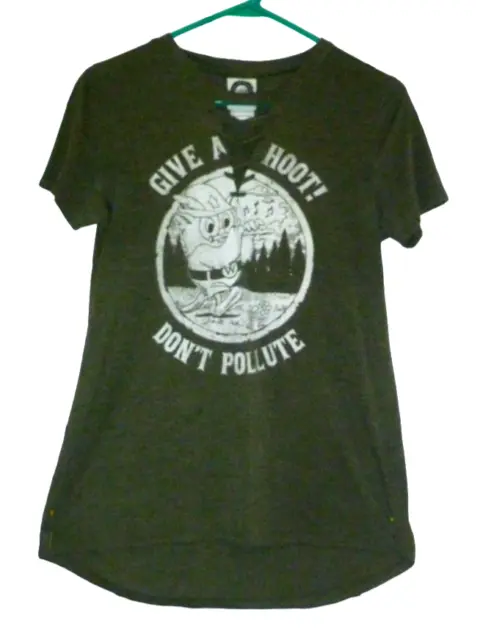 Women's Graphic T-Shirt "Give a Hoot, Don't Pollute"-Ecology-Earth Love