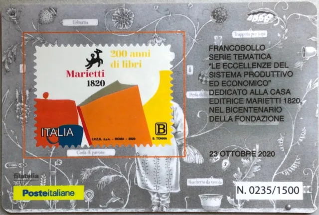 Italia 2020 Casa Editrice Marietti Tessera Filatelica Francobollo