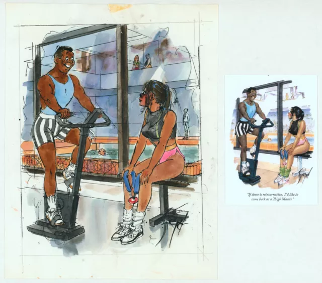 Doug Sneyd Signed Original Color Xerox Gag Sketch Art Playboy May 1993 Gym Girl