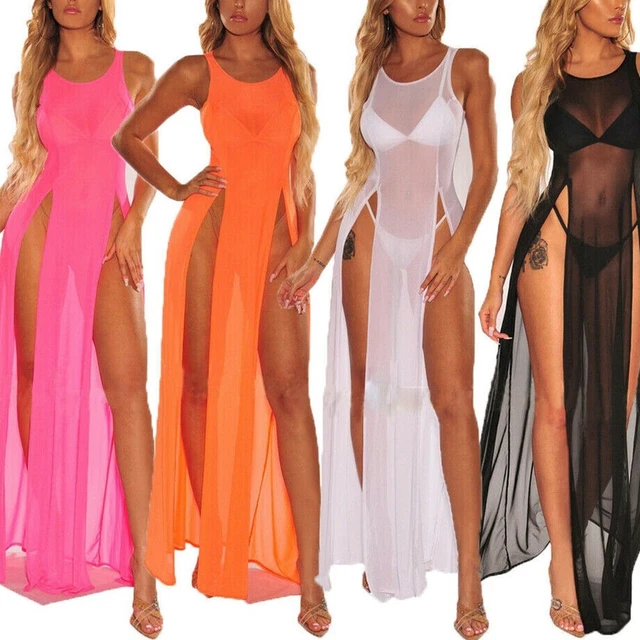 Donne Sexy Intimo Pigiama Discoteca Festa Reggicalze Trasparente Slit-Dress