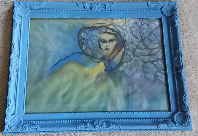 Bild - Seidenmalerei gerahmt Die geheimnisvolle Frau Handarbeit 34×26 cm