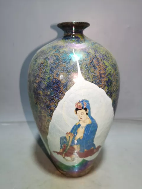 Old Chinese Jian porcelain colorful light Painted Four faced Buddha Vase 5619