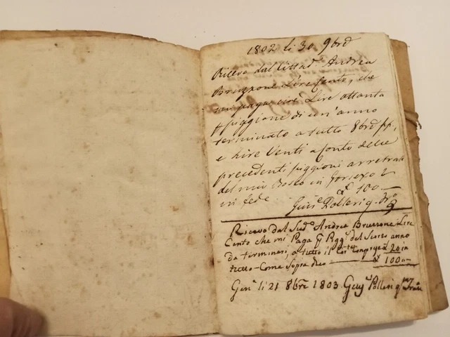 1802_Libretto Manoscritto Incassi Affitti_Genova_Mele