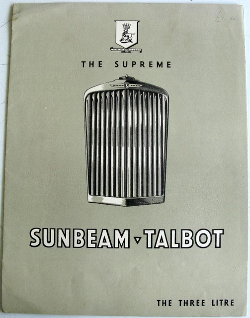 SUNBEAM TALBOT 3 Litre Range Original Cars Sales Brochure 1939