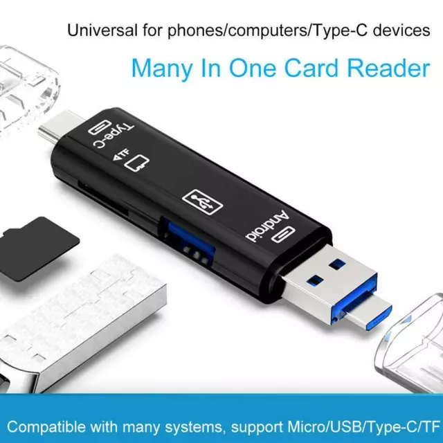 5-in-1 USB 3.0 Type C / USB / Micro USB SD TF Memory Card Reader OTG Adapter