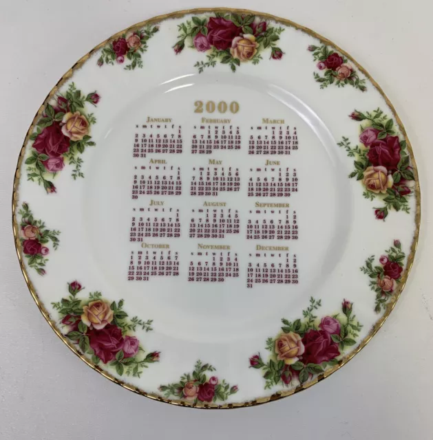 2000 Calendar Plate Royal Albert Old Country Roses signed Michael Doulton