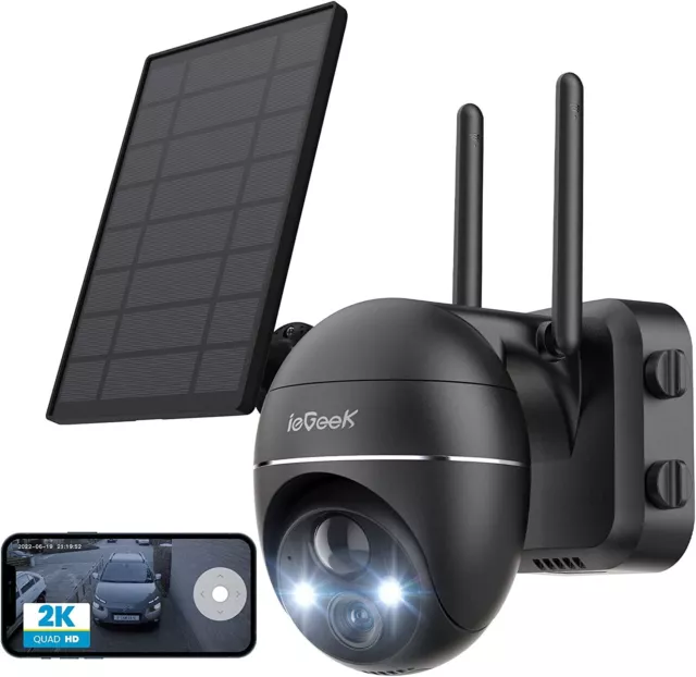 ieGeek Outdoor 2K Wireless Solar Security Camera 360° WiFi Home PTZ CCTV System