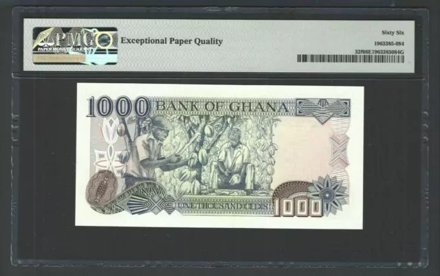 Ghana 1000 Cedis 3-9-2001 P32f Uncirculated Graded 66 2