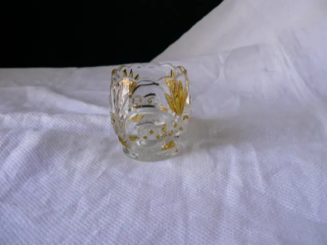 Scroll with cane band toothpick , amber stain. West Virginia Glass Co.1895 EAPG