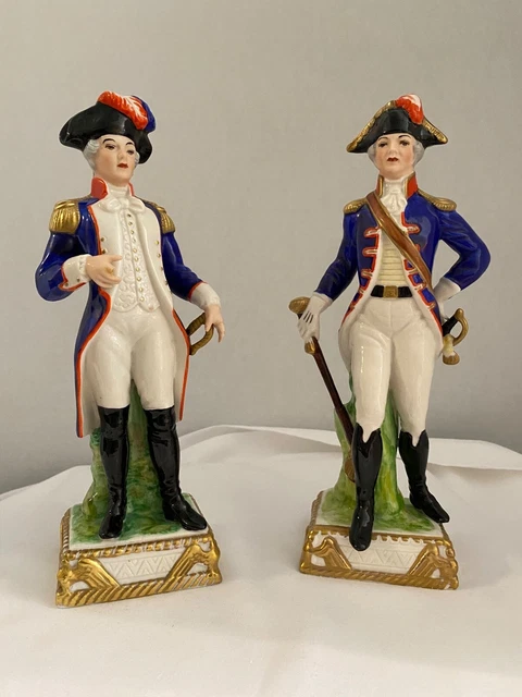 Antique Capodimonte Porcelain La Fayette French Military Soldiers Figurine
