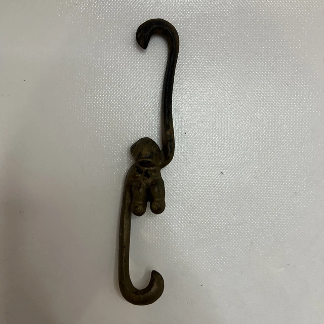Antique Cast Iron Wall Hooks Brown Monkey Hanger Coat Hat Towel Hanging Rustic
