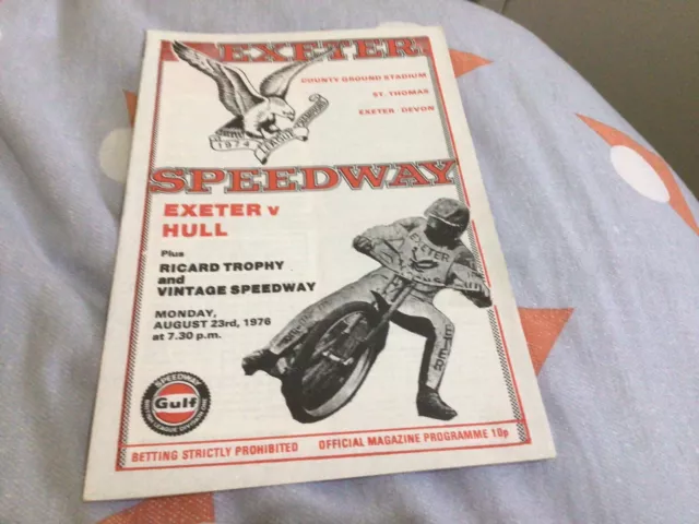 Speedway Programme - Exeter v Hull 1976