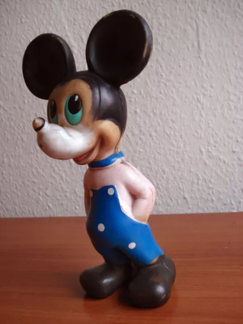 22 cm alte Mickey Mouse Hartgummi Figur Micky Maus Walt Disney Deko