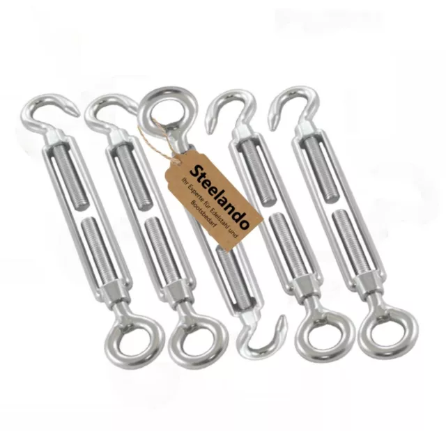 5x Dispositif de Serrage M4 Oeillet Crochets Inox Tendeur Corde Fil Métallique