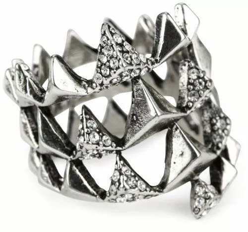 House of Harlow 1960 Silver plated pyramid wrap ring with pave