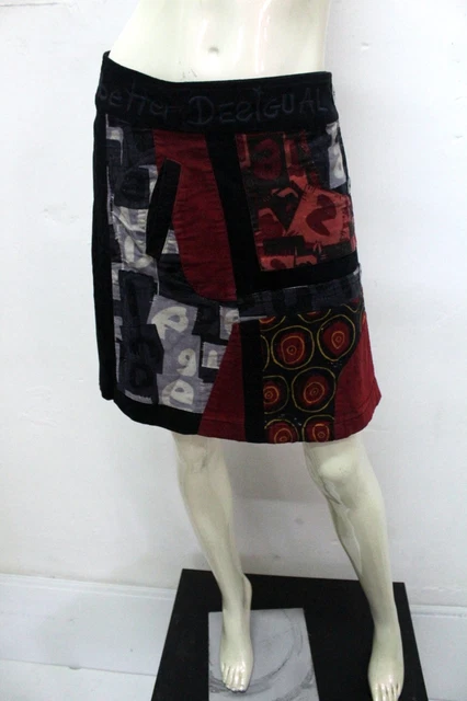 Jupe Desigual Neuve Taille 38 Noire - Broderies Et Dentelles, Style évasé, Fait Main
