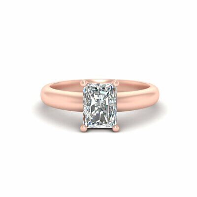 2.0CT Solitaire Radiant Cut Simulated Diamond Engagement Ring In Sterling Silver