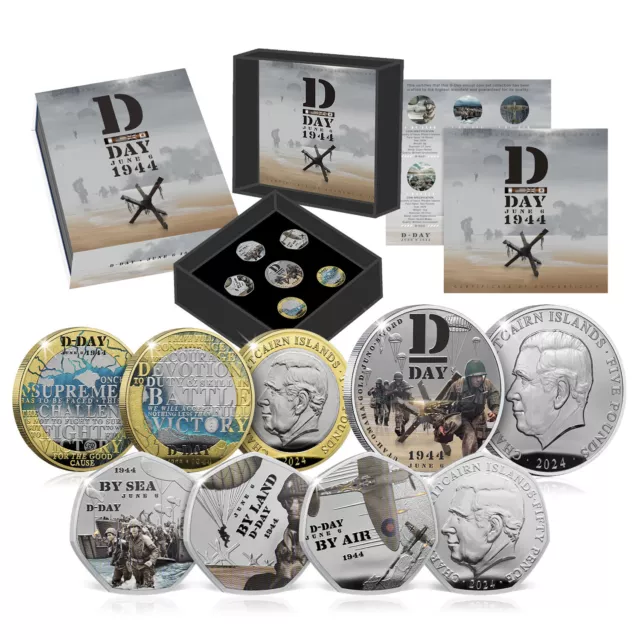 D-Day 80th Anniversary World War II BU Annual Colour Coin Set 2024 (6 Coins)