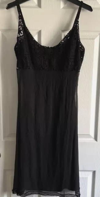 NWT Elie Tahari Womens Size 4 Black Crochet & Silk Cocktail Evening Dress