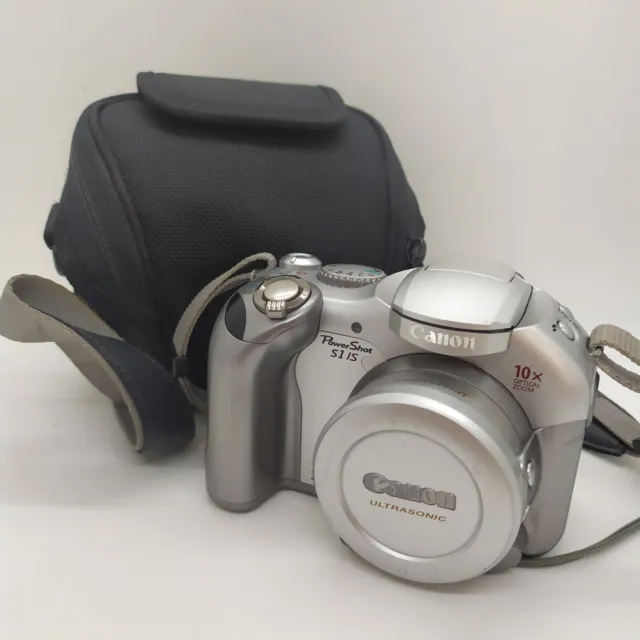 Canon PowerShot S1 IS 3,2 megapixel fotocamera digitale compatta (argento) con custodia - funzionante