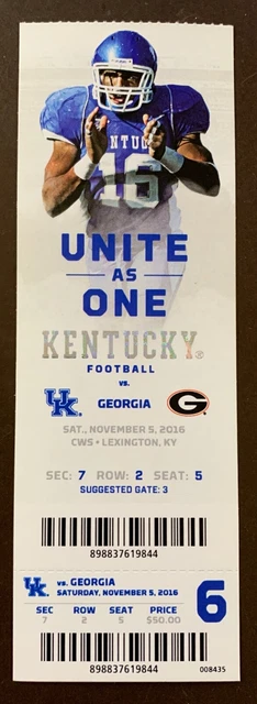 Kentucky Wildcats 11/5/2016 ORIGINAL college football ticket vs Georgia Bulldogs