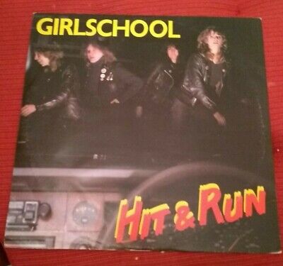 GIRLSCHOOL HIT AND RUN 10" VINYL UK BROX118 PICTURE Heavy Rock Metal Single EP +