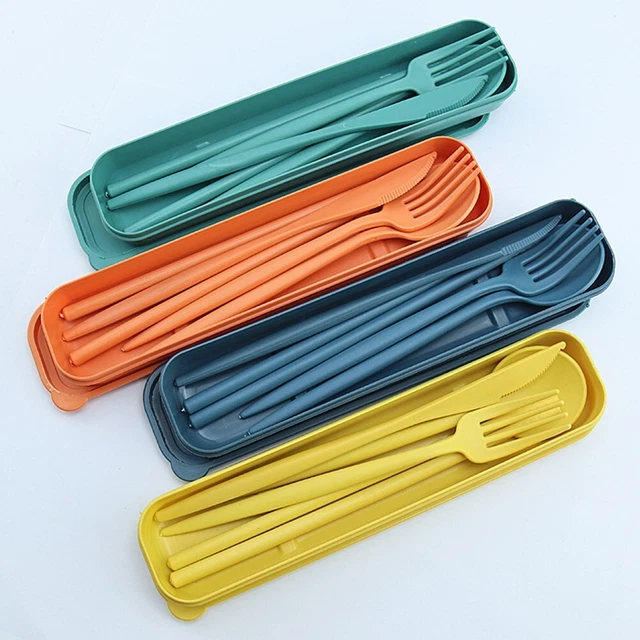 Set posate da viaggio lungo 19 cm blu/verde/giallo/arancione durevoli e pratiche