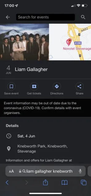 Liam Gallagher Knebworth tickets AND HOTEL Saturday 4th June x2