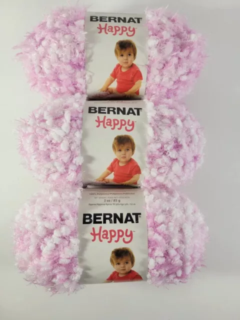 3 Skeins Bernat Happy Baby Yarn Boucle Fresia 81424 Bulky Pink