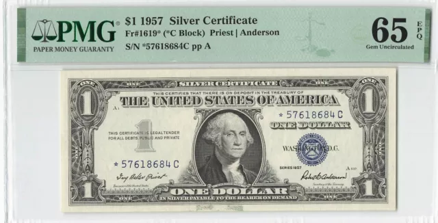 United States 1 Dollar 1957 Fr-1619* PMG 65 EPQ *Star Note*