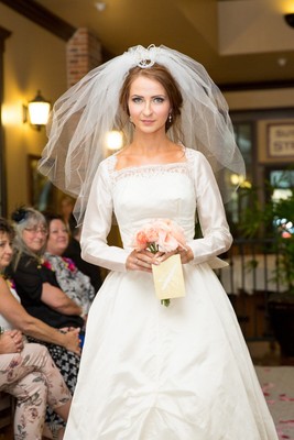 Vintage 50-60's Wedding Dress, White, Lace Size 0-2