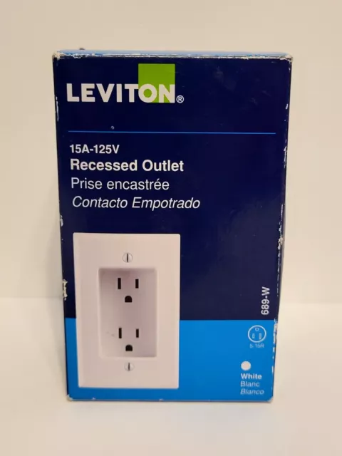 Residential Grade RECESSED Duplex Receptacle Leviton 00689-00W White 15A 125V