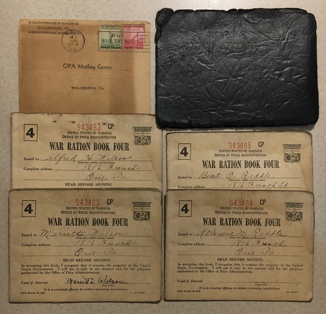 VINTAGE WWII WW2 Lot of War Ration Books with Stamps and Leather Pouch ...
