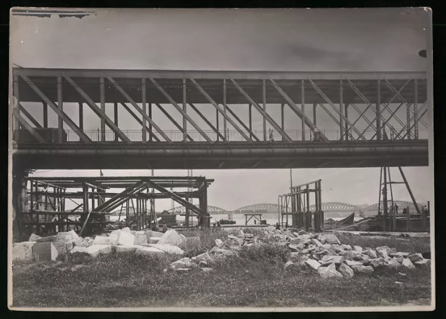 Fotografie Wien-Floridsdorf, Brückenbau Kaiser Franz Joseph Brücke, Hilfspfeile