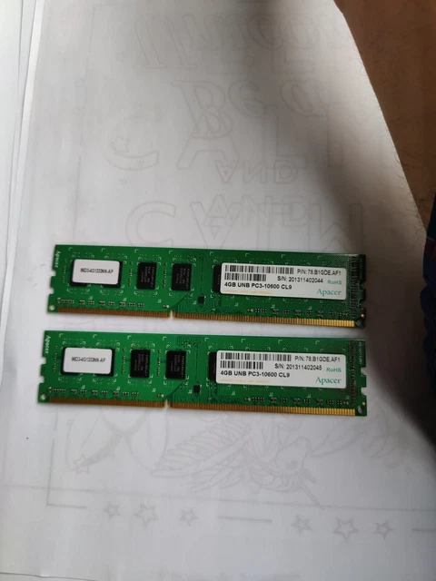 Apacer 8 Go (2x4 Go) DDR3 ECC PC3-12800 – Serveur, Testé Et Fonctionnel