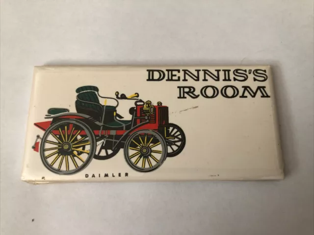Vintage ceramic name tile for doors. Denis’s Room. Fine English Tile.