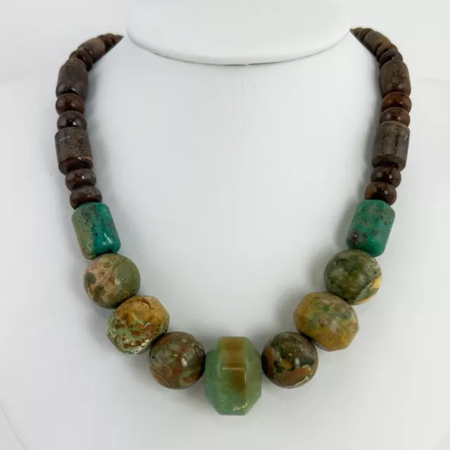 Jay King Desert Rose Trading Sterling Silver Turquoise Boulder Opal Necklace
