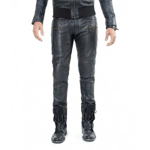 Pantaloni jeans in pelle Real Style Uomo Nero Mens 501 Pantaloni S...