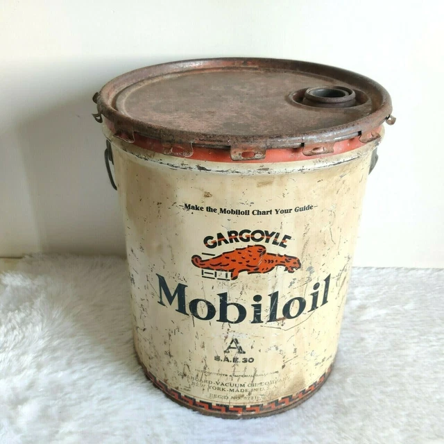 1940s Vintage Gargoyle Mobiloil Ein Dose Kann Eimer Auto Sammlerstück Selten USA