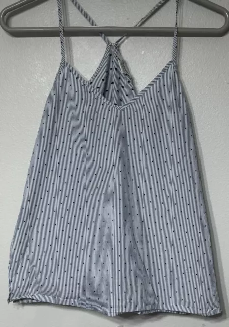 Madewell Tank Top Spaghetti Strap Women’s Size Small Blue | White Striped  Dots