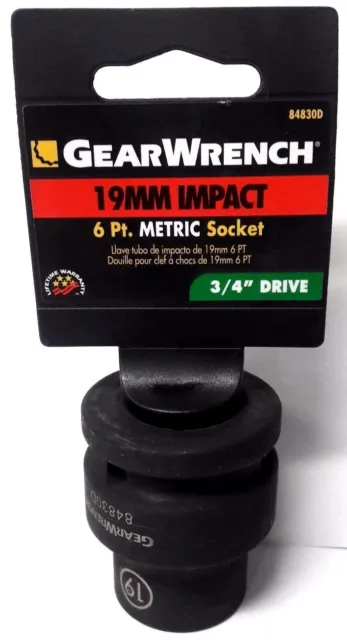 GearWrench 84830D 19mm - 3/4-Inch Drive 6 Point Standard Impact Socket