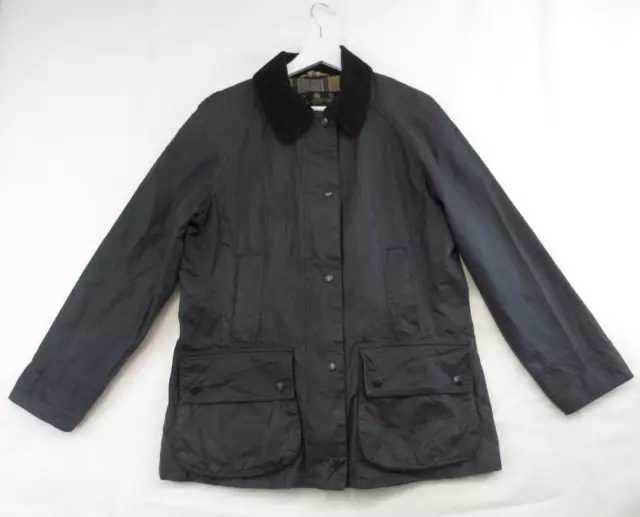 Barbour Beadnell Waxed Jacket Size UK12 US8 Navy Womens Tartan RRP£219