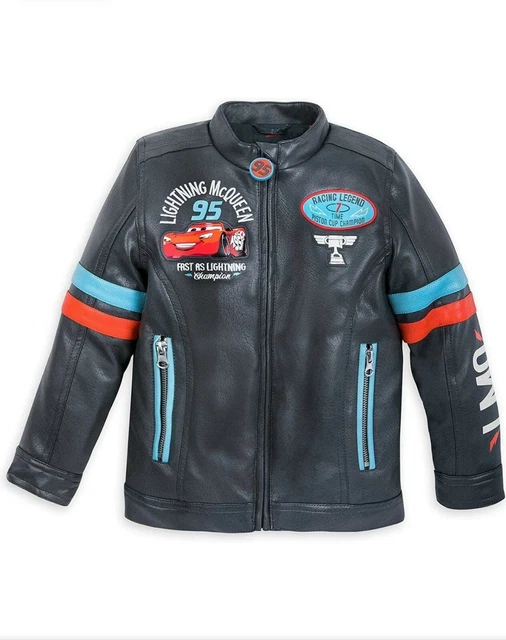 DISNEY PIXAR LIGHTNING MCQUEEN Racing Cars Faux Leather Jacket