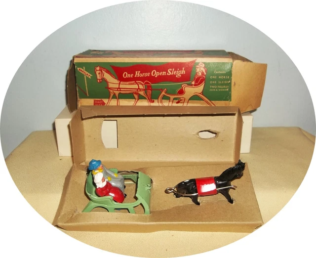 L239~Nice Horse Pulling A Man And Lady In A Sleigh  ~ Barclay Orig Box / Insert