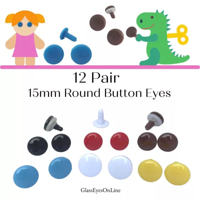 10 PAIR Safety Eyes 18mm to 21mm Plastic Choose SIZE & COLOR Crochet Sew  Knit PE