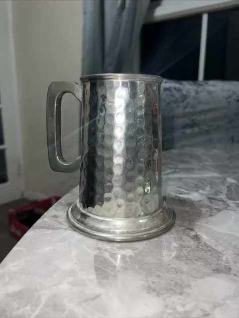 Pewter Hammered Tankard Webber & Hill English Made In Sheffield Vintage