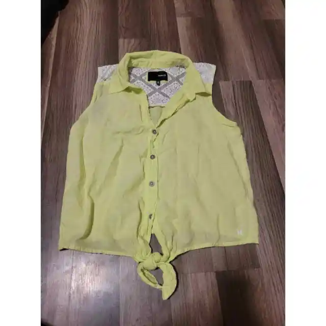 Hurley neon green/yellow sleeveless blouse Size M